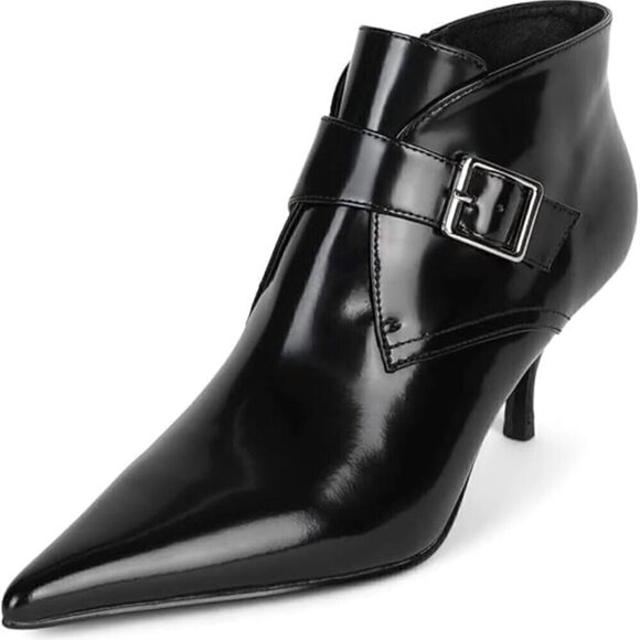 Jeffrey Campbell Informer Pointed Toe Bootie Black Gloss Leather size 8.5 New - Picture 1 of 9